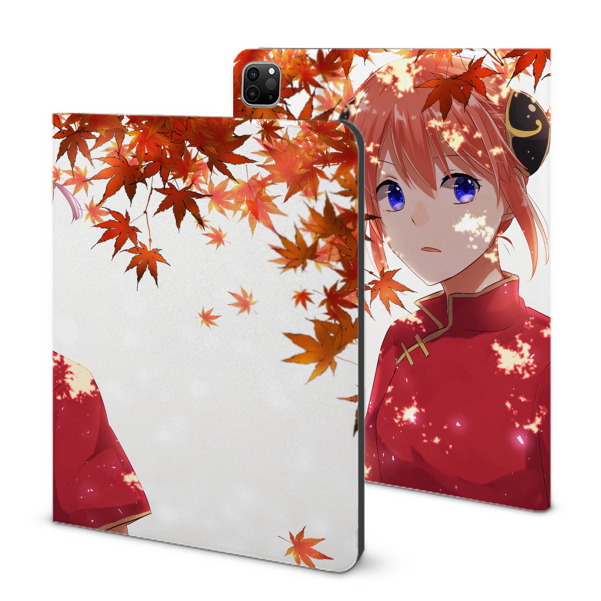ぎんたま 坂田銀時（さかたぎんとき） 神楽 志村新八（しむら しんぱち） GINTAMA Sakata Gintoki Kagura Shimura Shinpachi IPad ケース ブック型 PUレザー TPU 耐衝撃 軽量 薄型 ペン収納なし 全面保護 IPad 各モデル対応